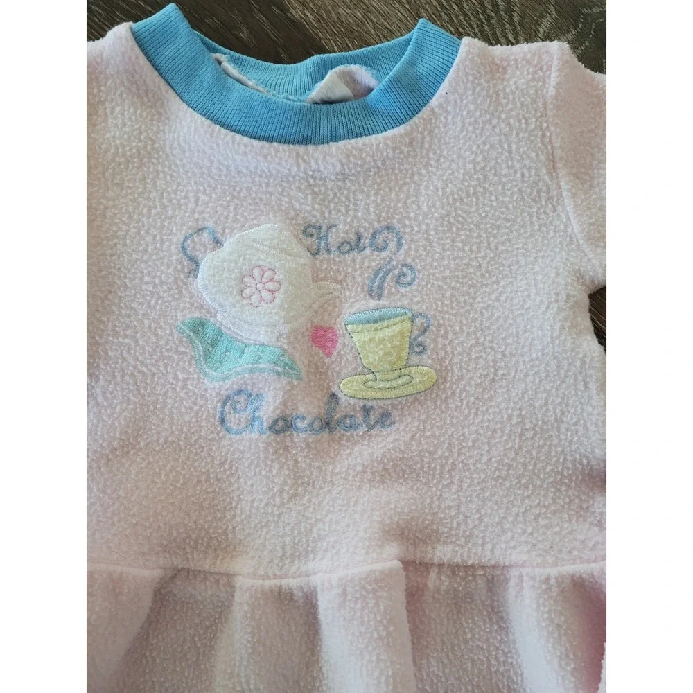 Vintage Tiny Tots Pink Fleece Peplum Hot Chocolate Baby Girl Set 12 Months  #10